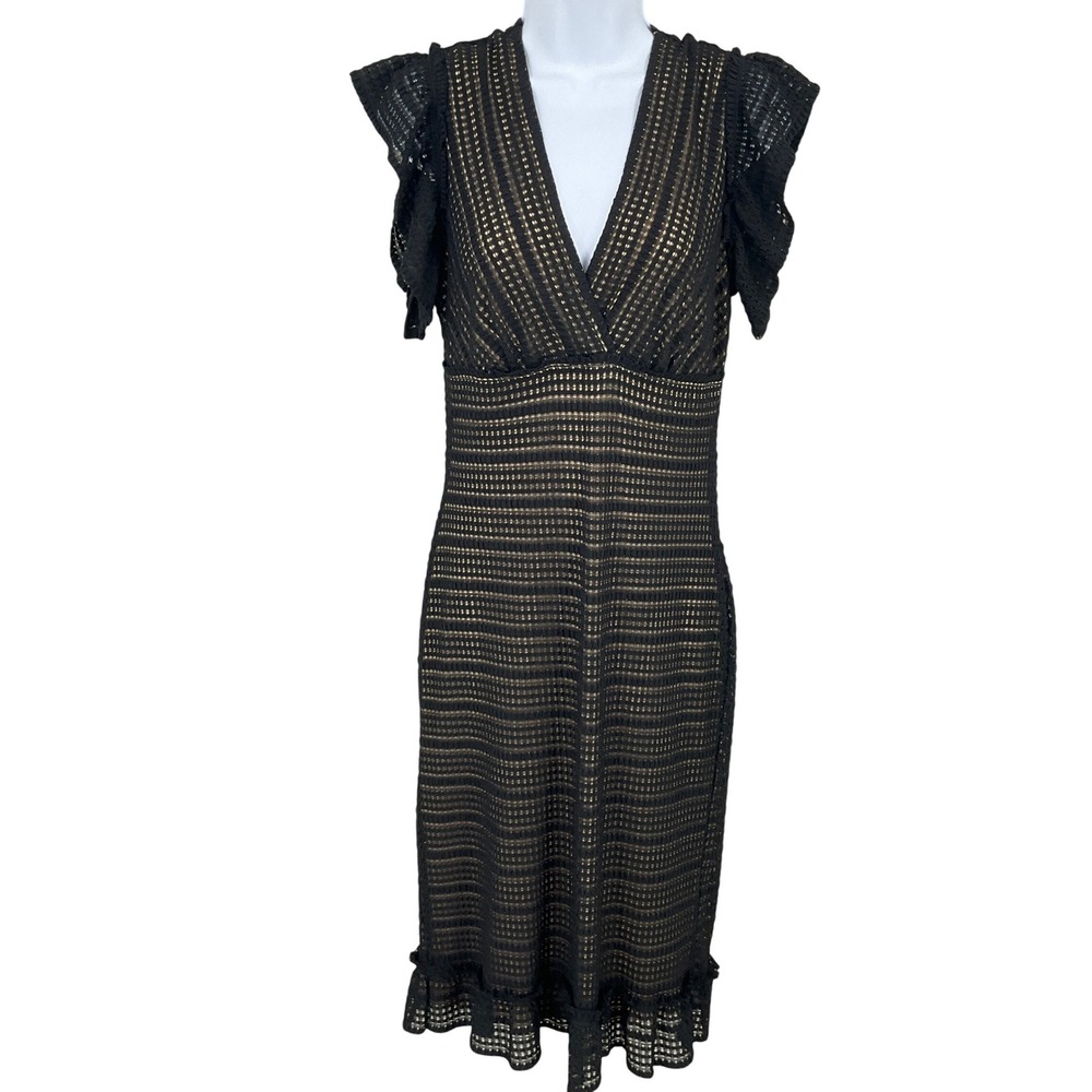 Max Studio Dress Women Sz S Black Lace Whimsigoth Cocktail Elegant Romantic